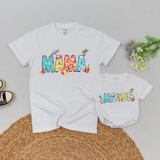 Personalized Summer Beach Family Matching T-Shirt Vacation Outfits for memorable Mommy and Me Baby First Birthday Celebration Travel Gifts