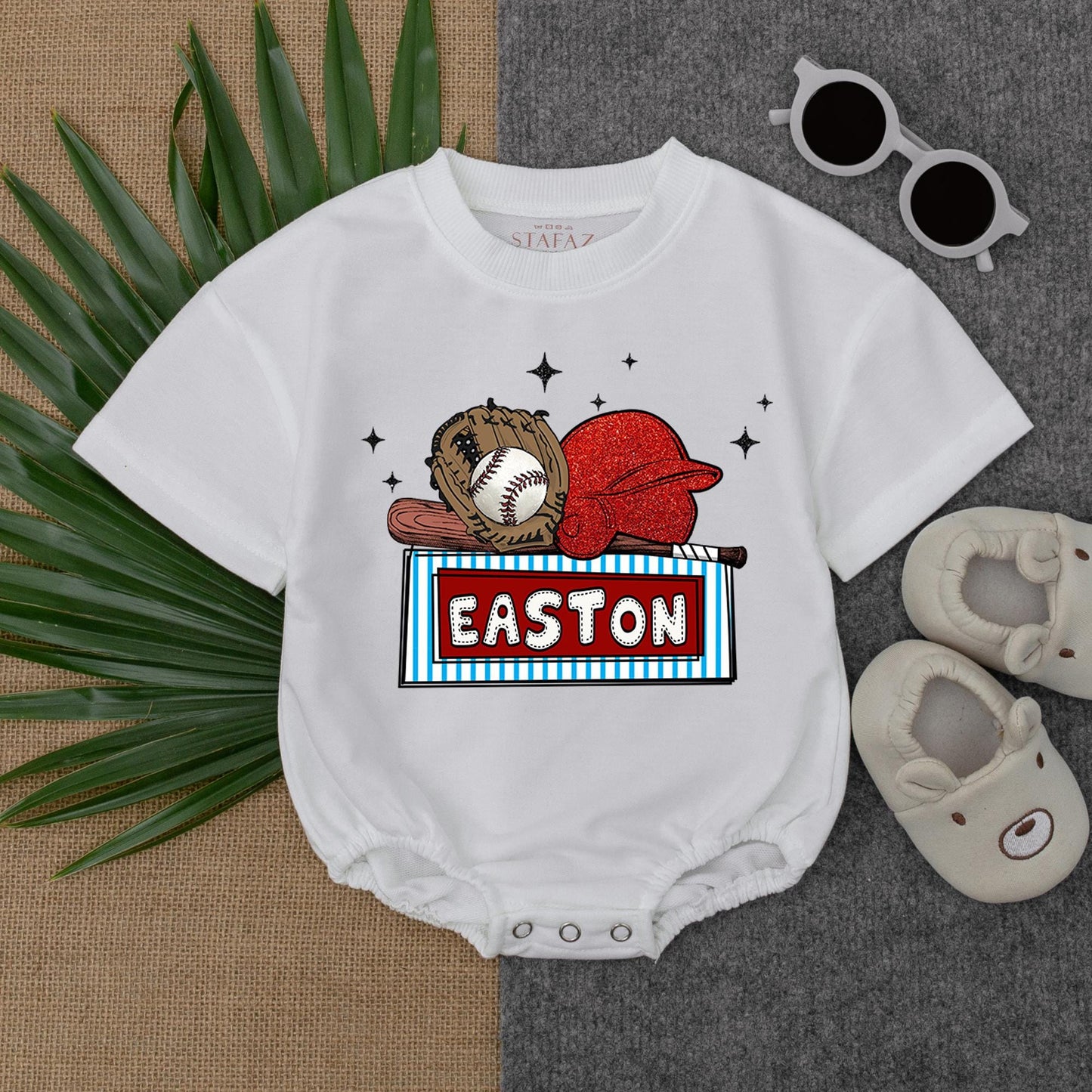 Custom Baseball Bubble Romper for Baby Boy Gameday Outfit Baseball Lover Gift Newborn Clothes Custom Name