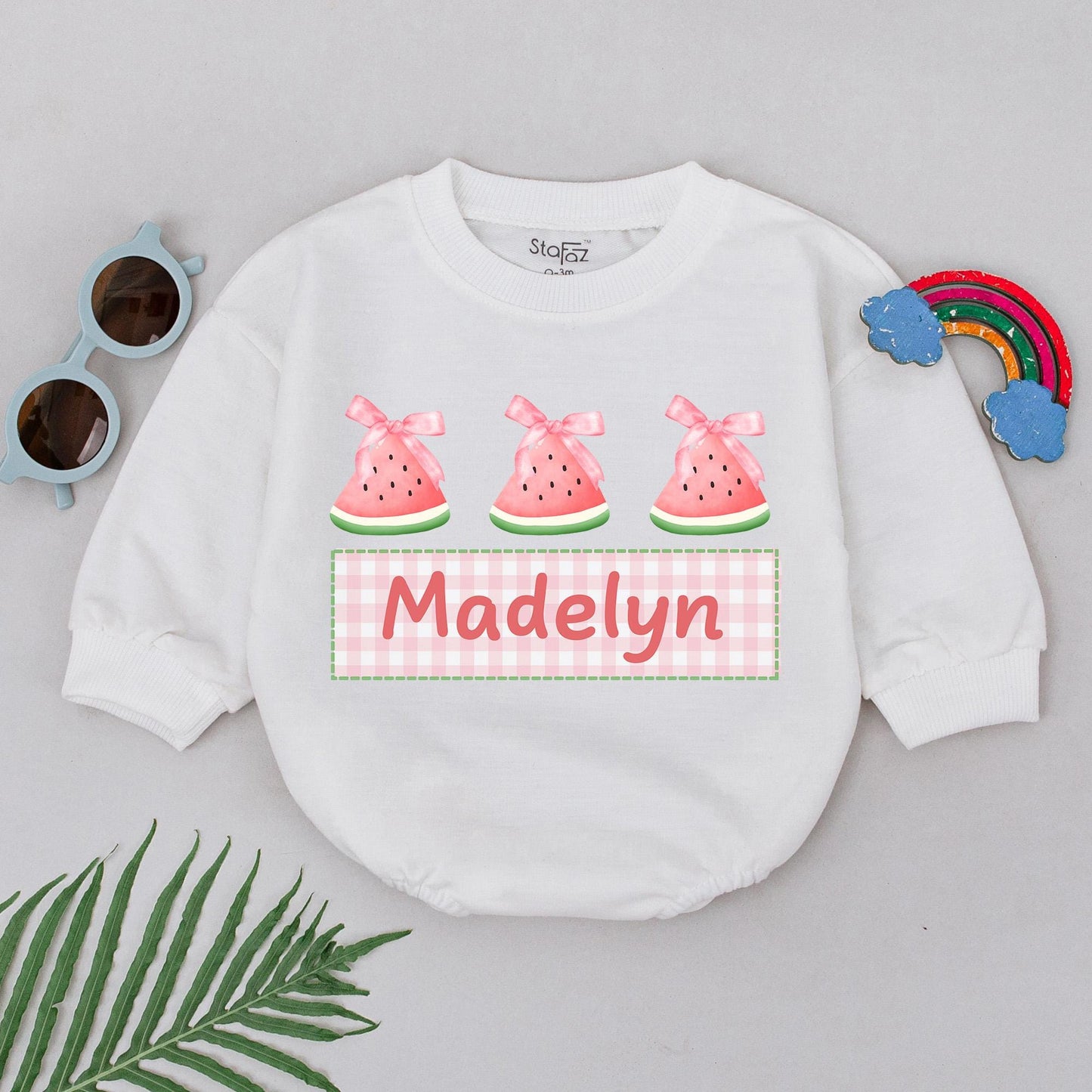 Personalized Watermelon Romper 1st Birthday Girl Outfit Baby Girl Summer Outfit Sweet Summertime Gift