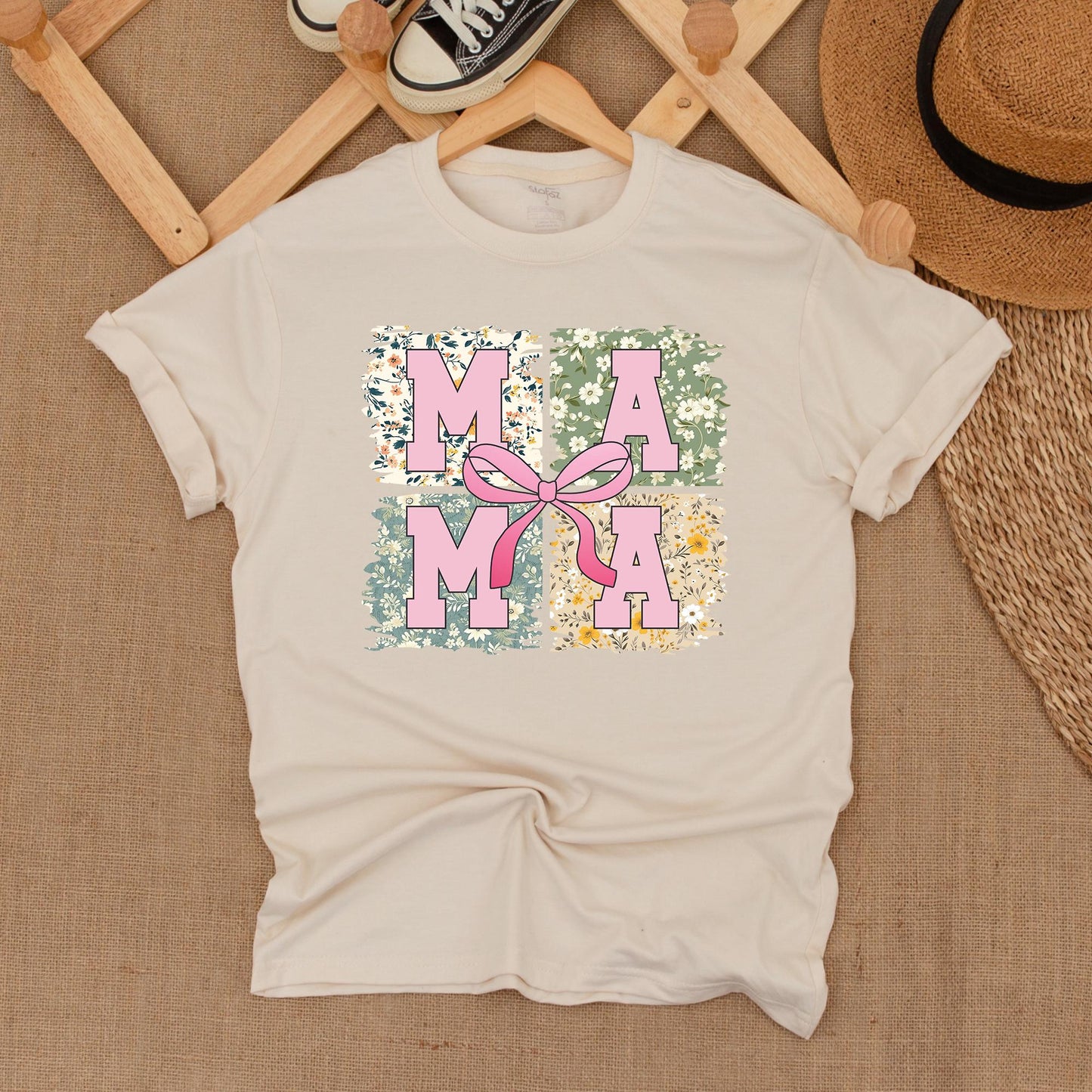 Pink Bow Mama T-shirt - Gift for Mom! Retro Mama Shirt, Mothers Day Gift, Personalized Mama Pink Bow Tee