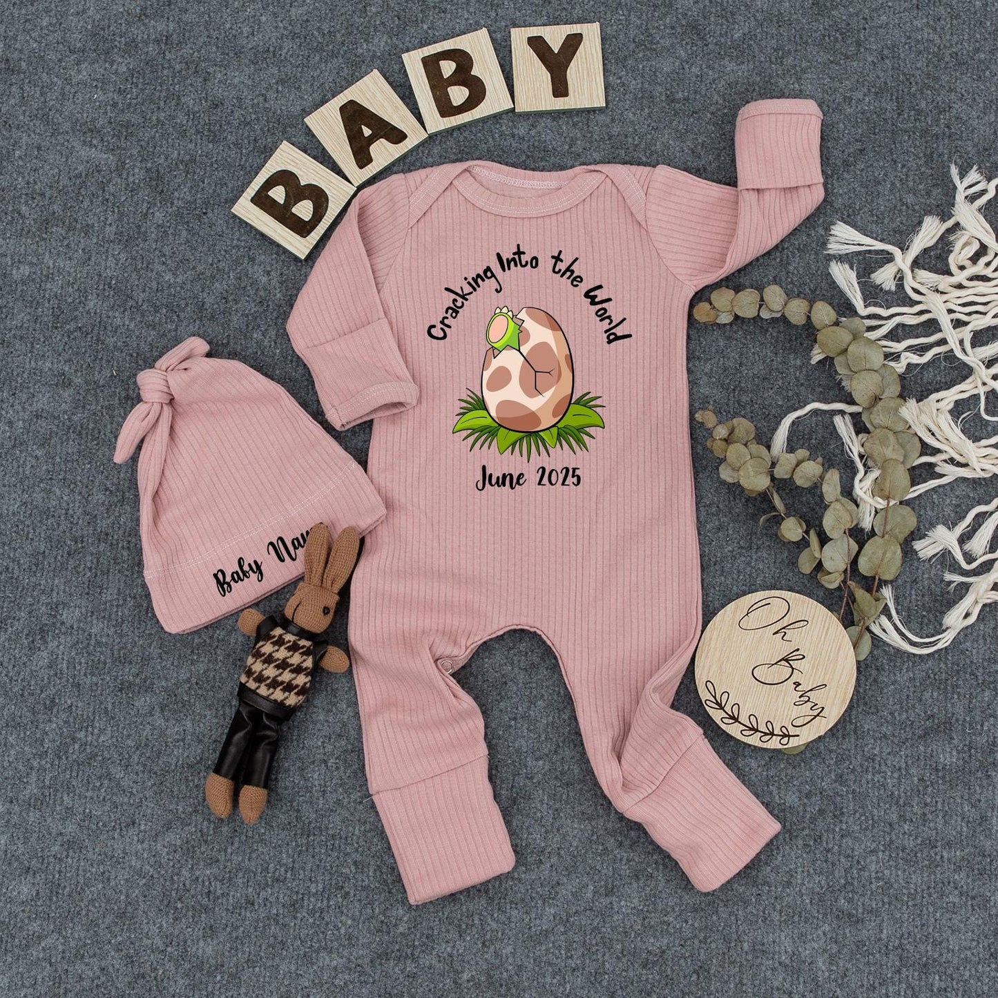 Cracking Into the World Baby Bodysuit Dinosaur Pregnancy Announcement Newborn Romper Gift Hatching Soon Infant Coming Home Outfit