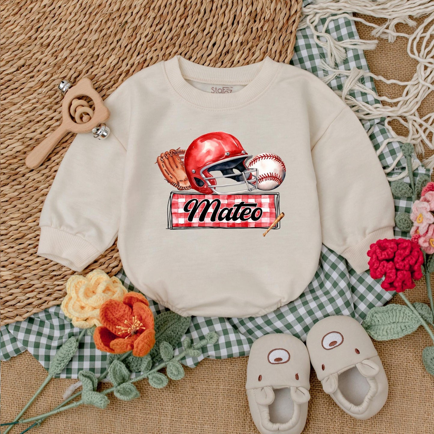 Personalized Baseball Baby Romper Custom Name Game Day Bodysuit for Baby Boy Baseball Shower Gift