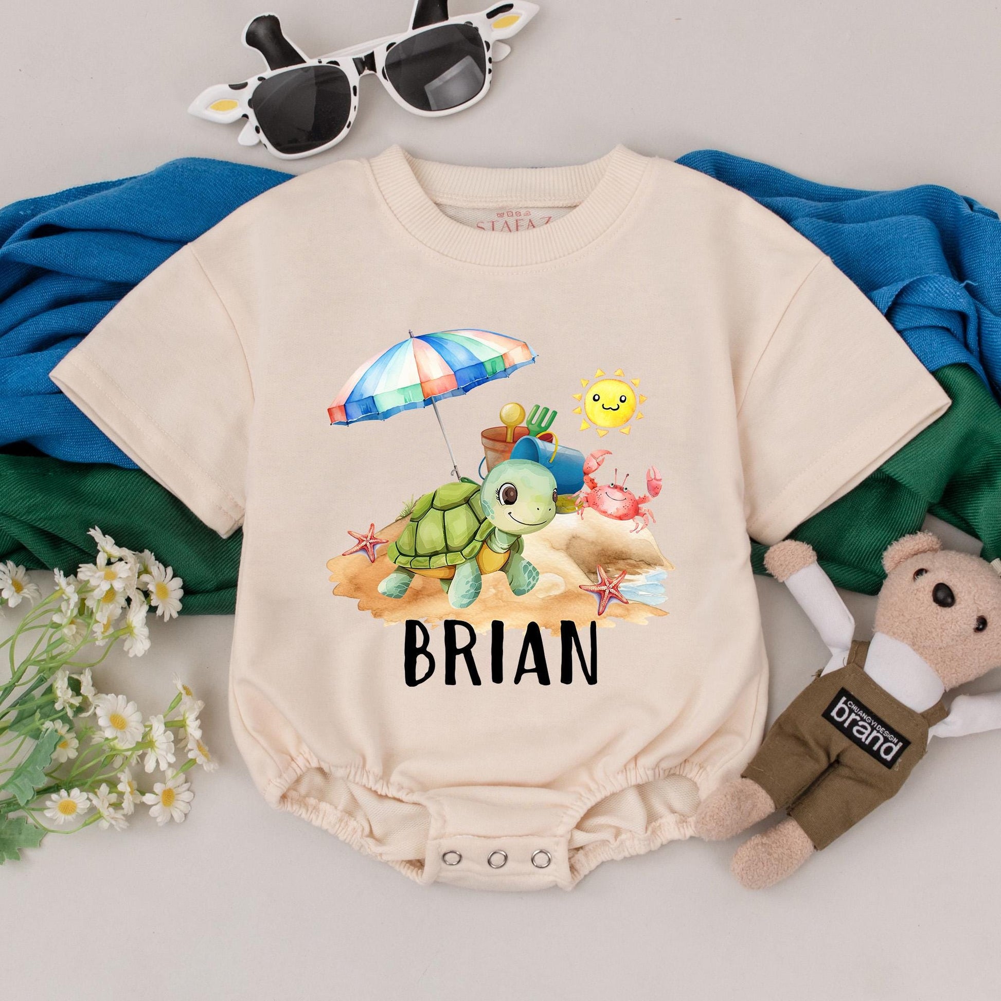 Personalized Name Beach Vacation Romper Baby Toddler Summer Outfit - First Vacation, Beach Bodysuit, Infant Baby Girl Boy Clothes Gift