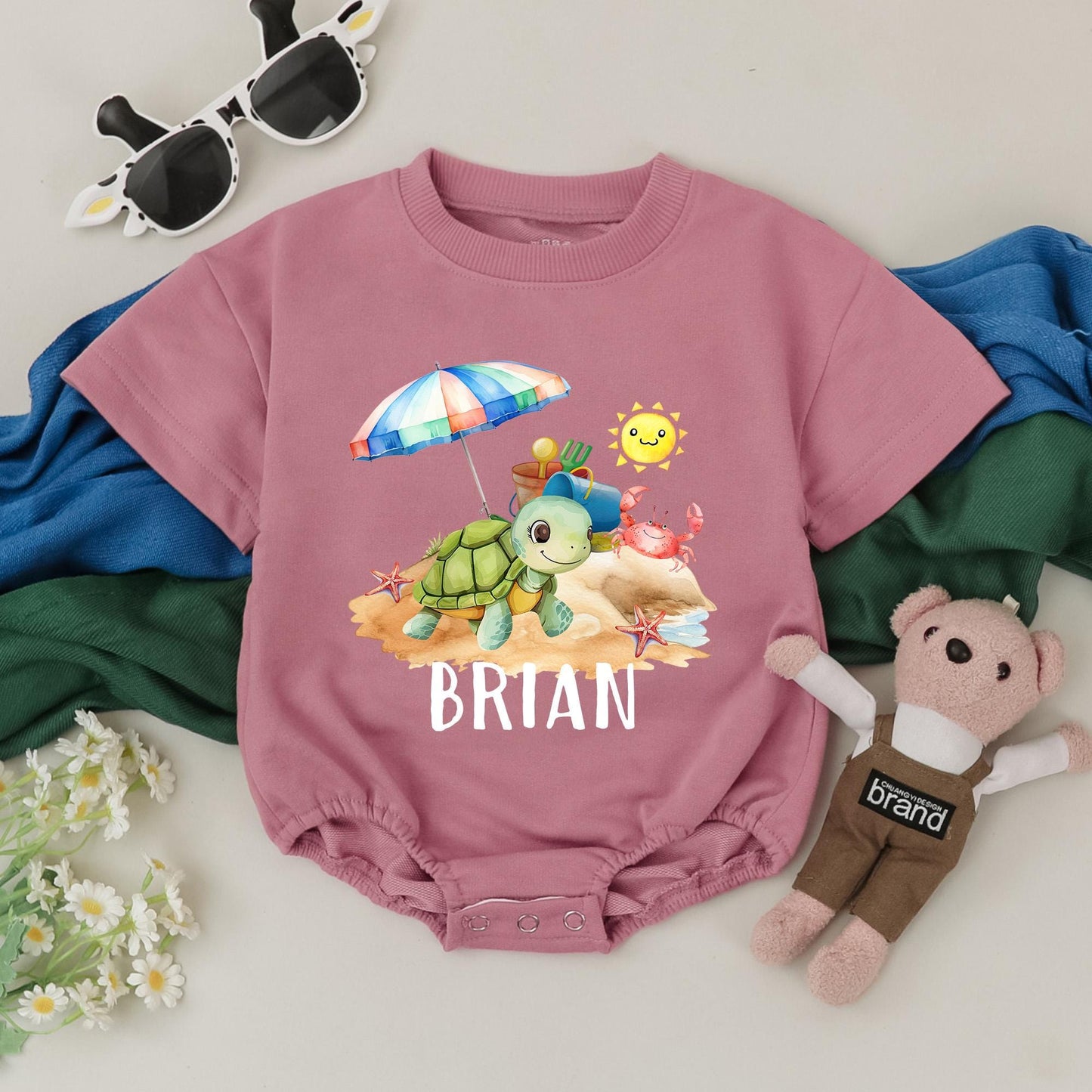 Personalized Name Beach Vacation Romper Baby Toddler Summer Outfit - First Vacation, Beach Bodysuit, Infant Baby Girl Boy Clothes Gift