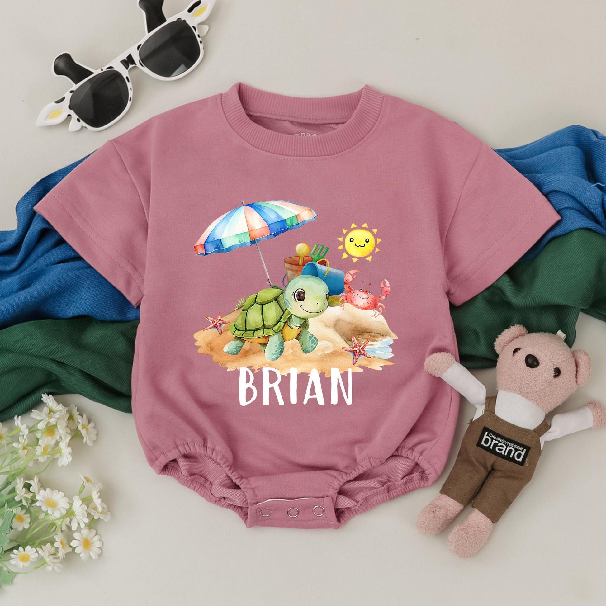 Personalized Name Beach Vacation Romper Baby Toddler Summer Outfit - First Vacation, Beach Bodysuit, Infant Baby Girl Boy Clothes Gift