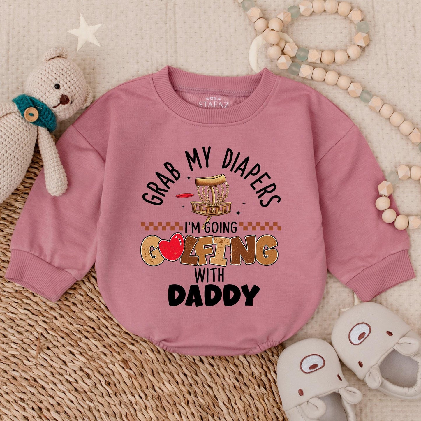 Grab My Diapers I'm Going Golfing With Daddy Baby Romper, Funny Father's Day Gift Newborn Outfit, Cute Baby Boy Clothes, Golfing Baby Onesie