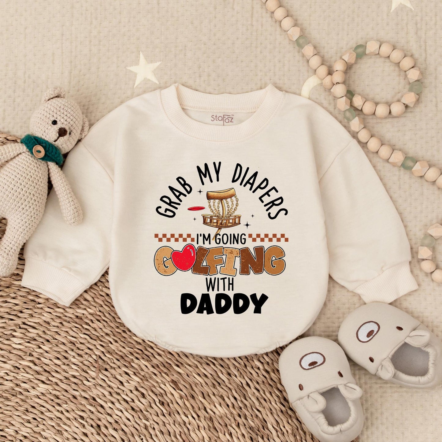 Grab My Diapers I'm Going Golfing With Daddy Baby Romper, Funny Father's Day Gift Newborn Outfit, Cute Baby Boy Clothes, Golfing Baby Onesie