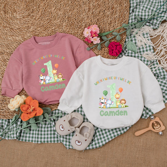 Personalized Safari Animals Birthday Romper Wild One Baby Boy Outfit Safari 1st Birthday Celebration Clothes Cotton Comfortable