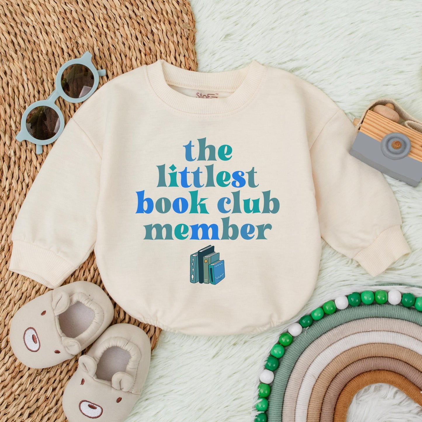 The Littlest Book Club Member Boy Baby Romper Bodysuit Cute Newborn Outfit for Bookworm Babies & Toddlers, Perfect Baby Shower Gift