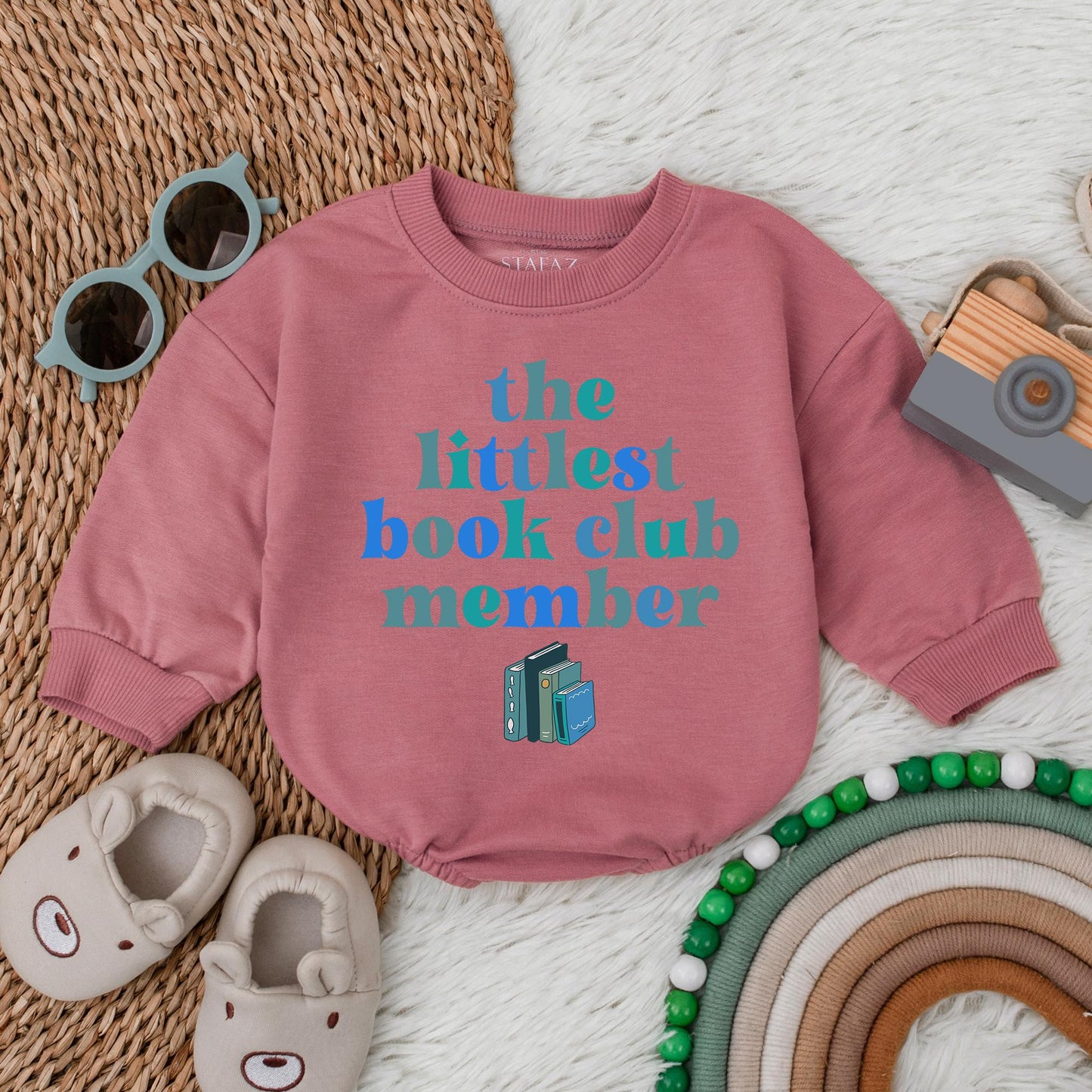 The Littlest Book Club Member Boy Baby Romper Bodysuit Cute Newborn Outfit for Bookworm Babies & Toddlers, Perfect Baby Shower Gift