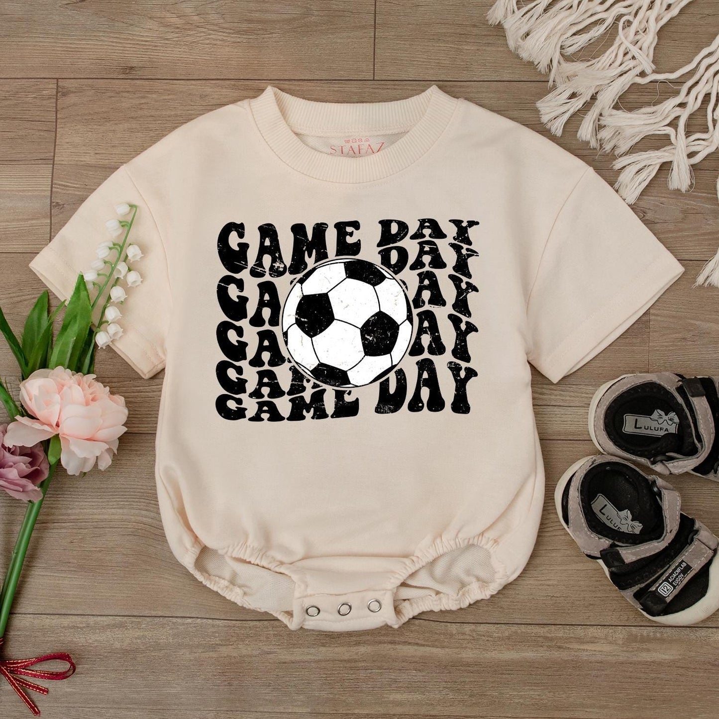 Retro Soccer Jumpsuit for Boys Baby Baseball Outfit Game Day Bodysuit Football Team Fan Gear
