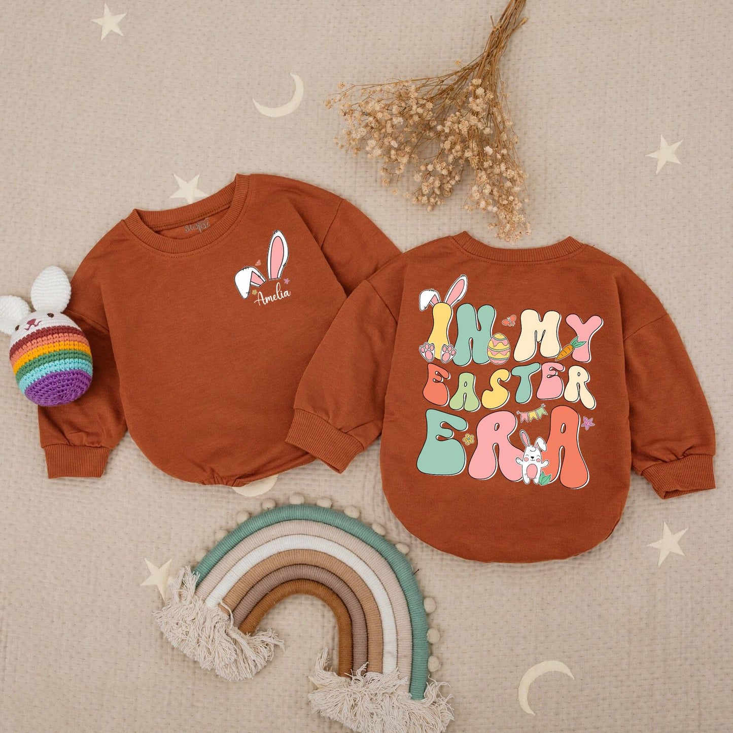 Personalized In My Easter Day Era Romper, Custom Name First Easter Outfit, Cute Bunny Baby Bodysuit, Happy Easter Day Gift for Newborn, Baby Shower (136 chars)
