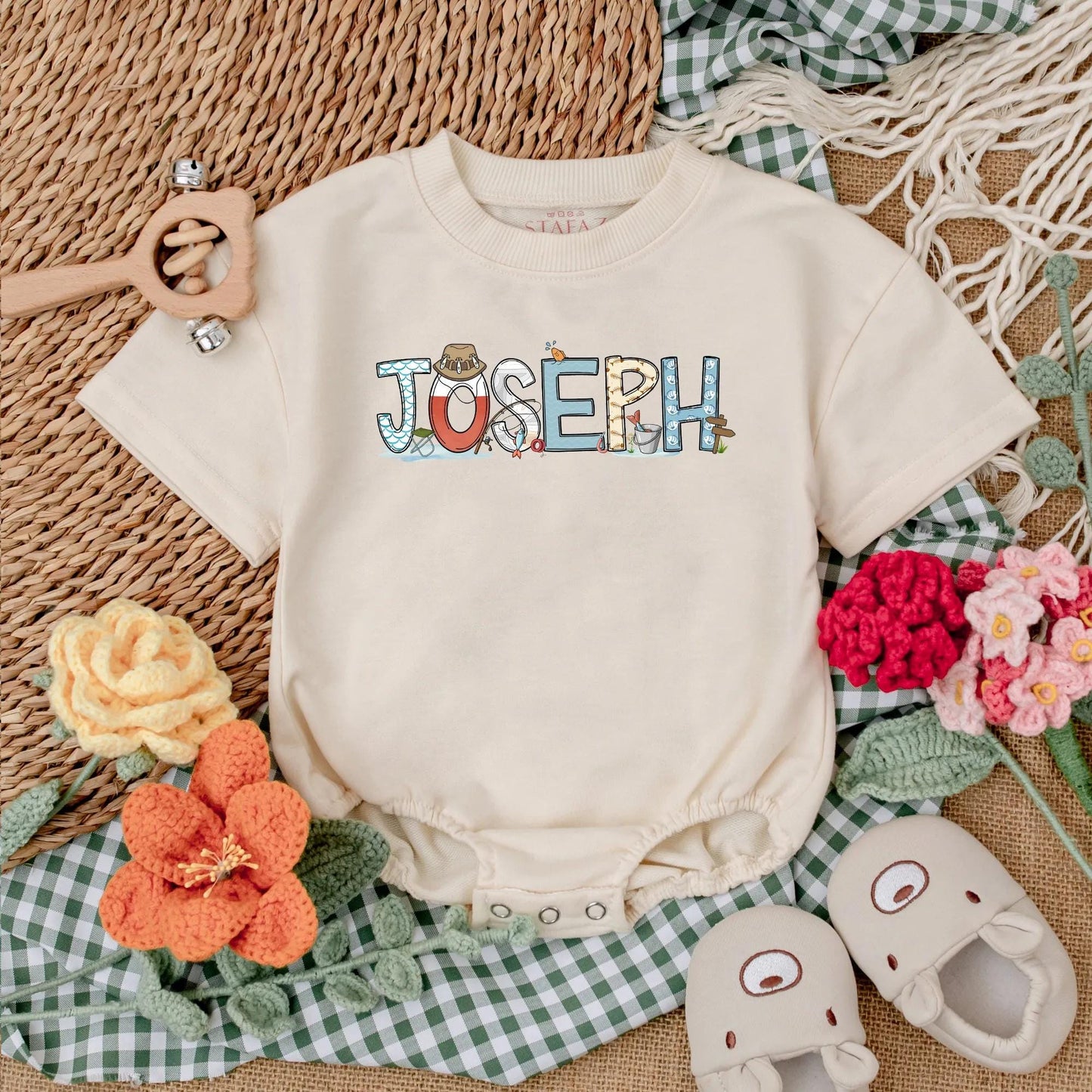Fishing Baby Romper - Personalized Father's Day Baby Bodysuit - Fishing Baby Shower Gift Outfit for Boy or Girl