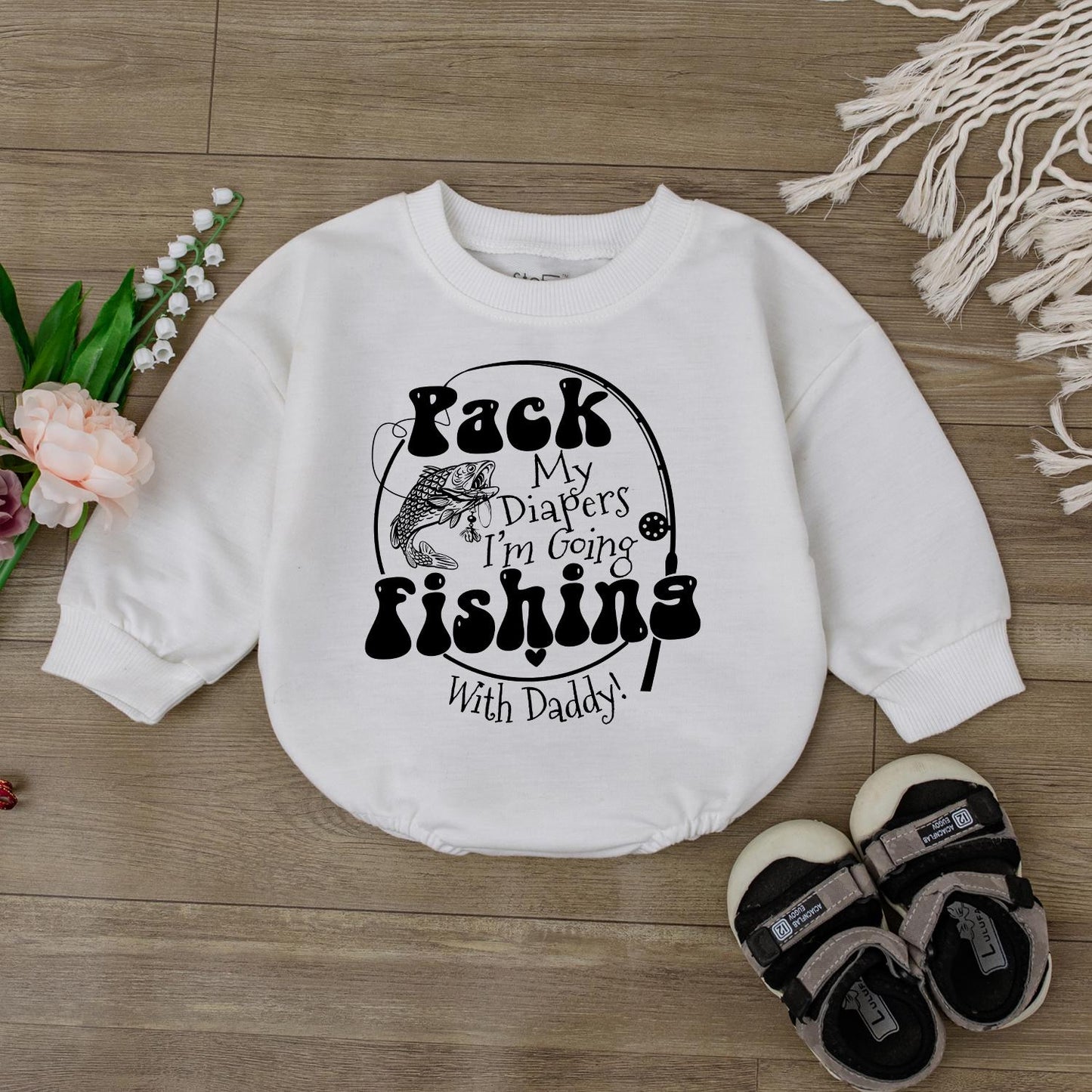 Daddy and Me Fishing Baby Romper Bodysuit Cute Outdoor Outfit Newborn Baby Shower Gift Idea First Father's Day Camping Trip Infant Summer Apparel