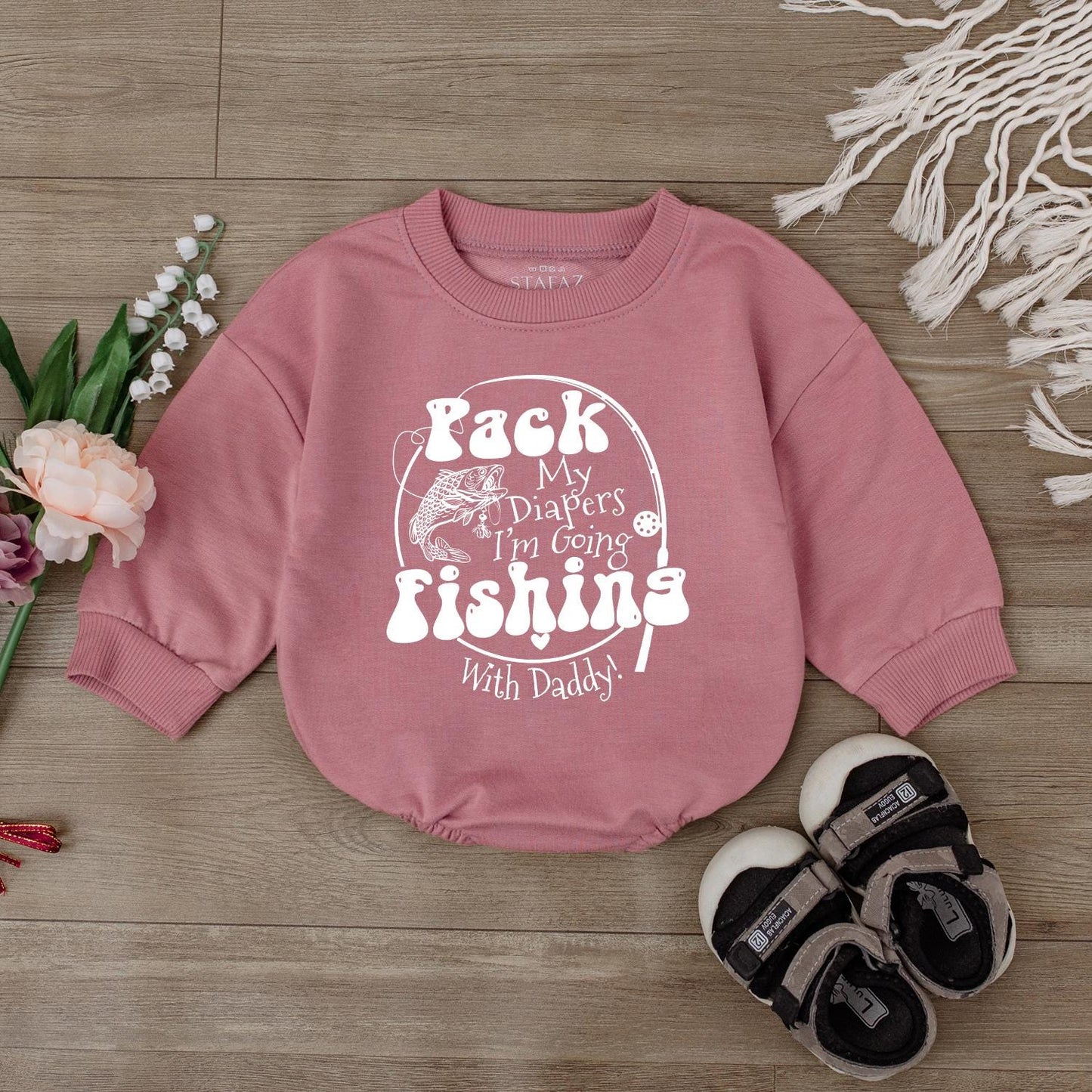 Daddy and Me Fishing Baby Romper Bodysuit Cute Outdoor Outfit Newborn Baby Shower Gift Idea First Father's Day Camping Trip Infant Summer Apparel