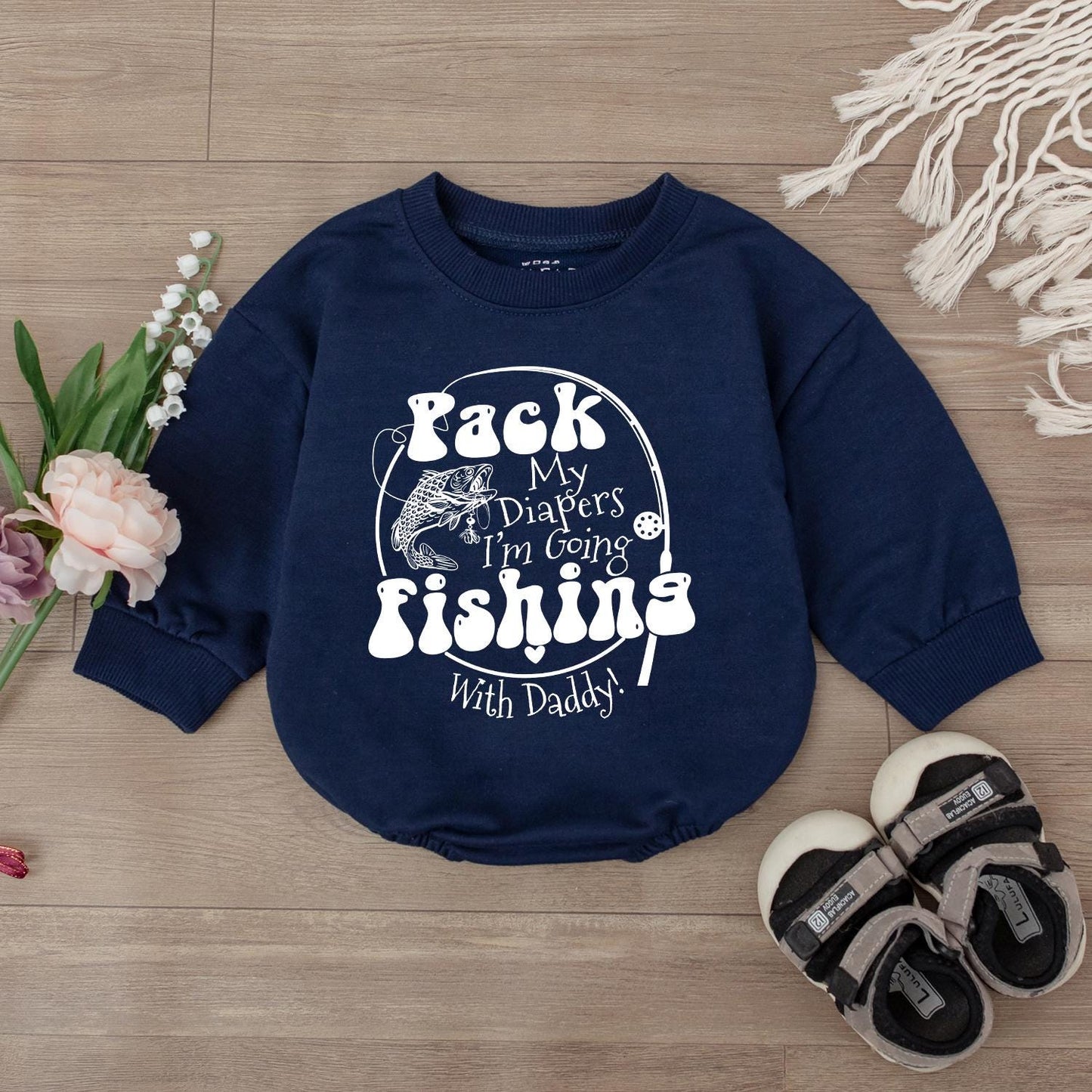 Daddy and Me Fishing Baby Romper Bodysuit Cute Outdoor Outfit Newborn Baby Shower Gift Idea First Father's Day Camping Trip Infant Summer Apparel