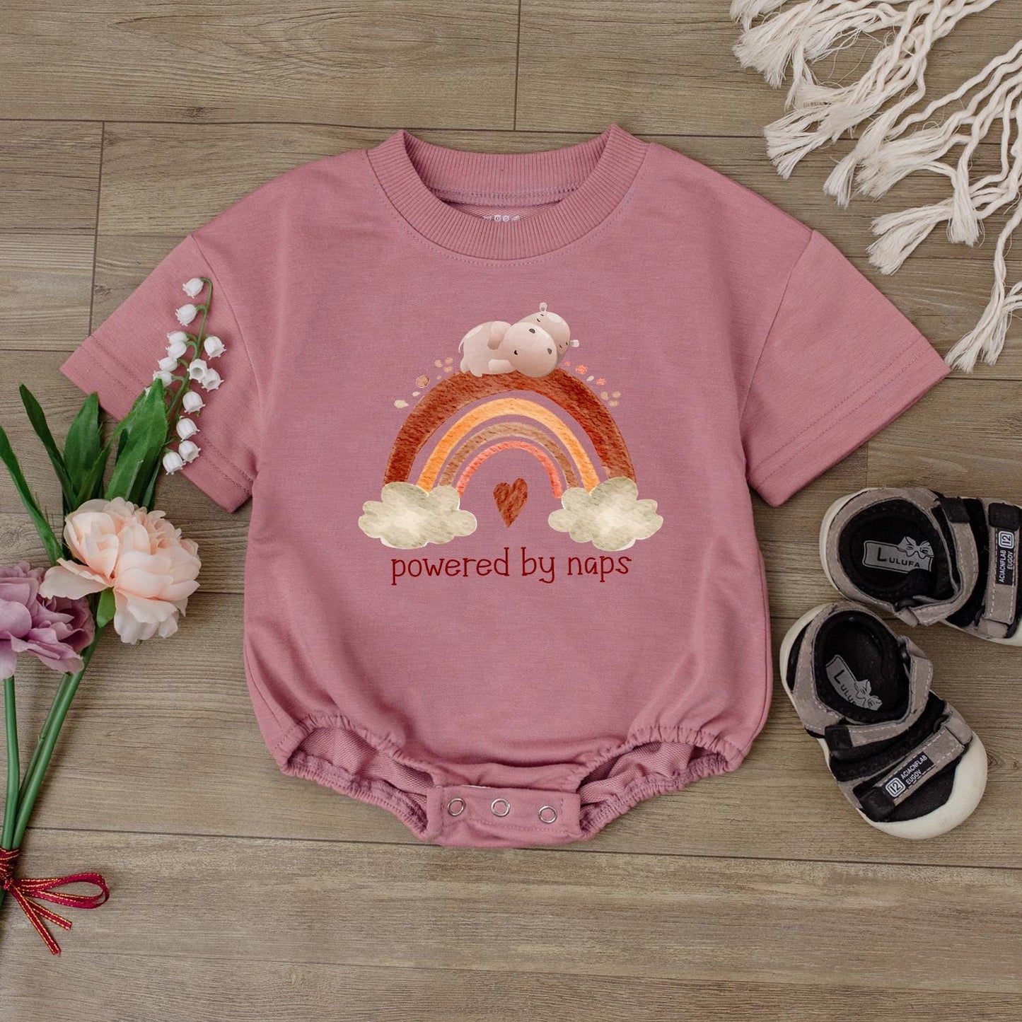 Powered by Naps Funny Baby Romper Neutral Infant Bodysuit Cute Newborn Gift Baby Shower Present Gender Neutral Clothes Soft Cotton Comfortable Everyday Wear
