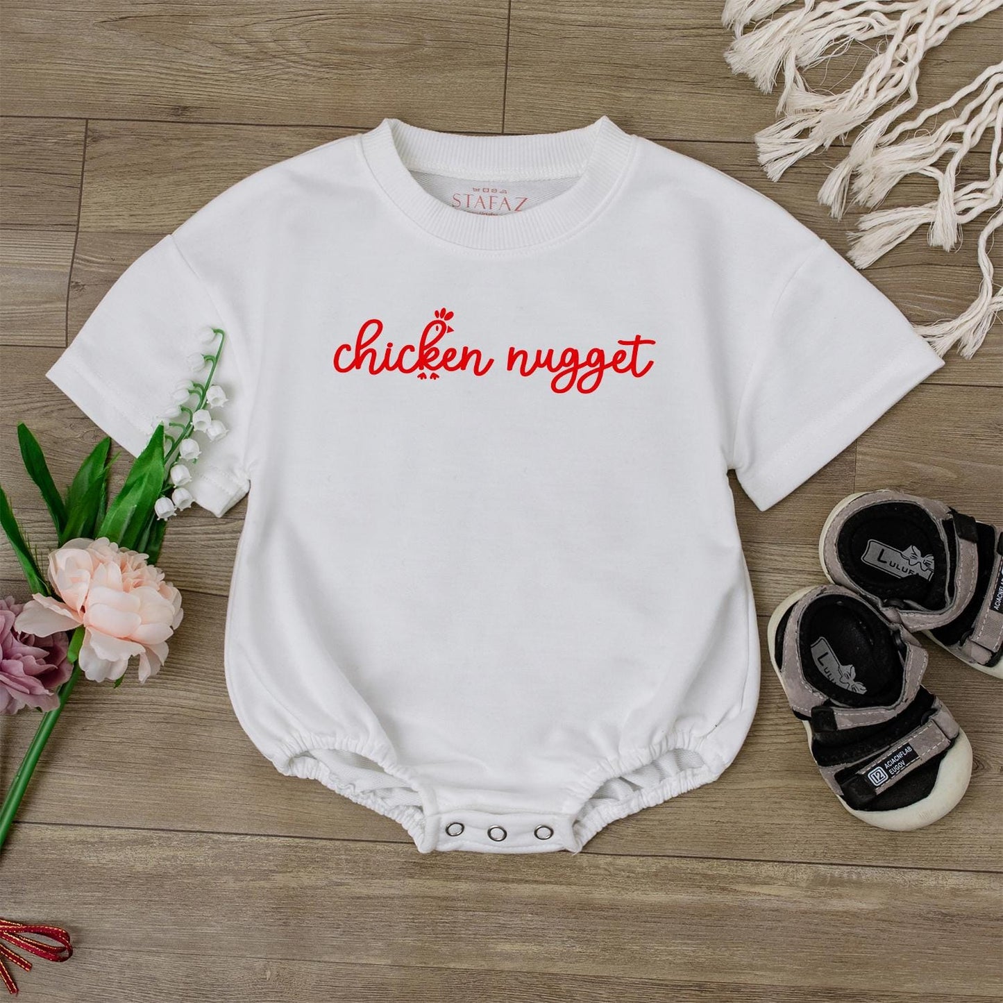 Funny Chicken Nugget Baby Romper Cute Infant Bodysuit Unisex Newborn Coming Home Outfit Baby Shower Gift