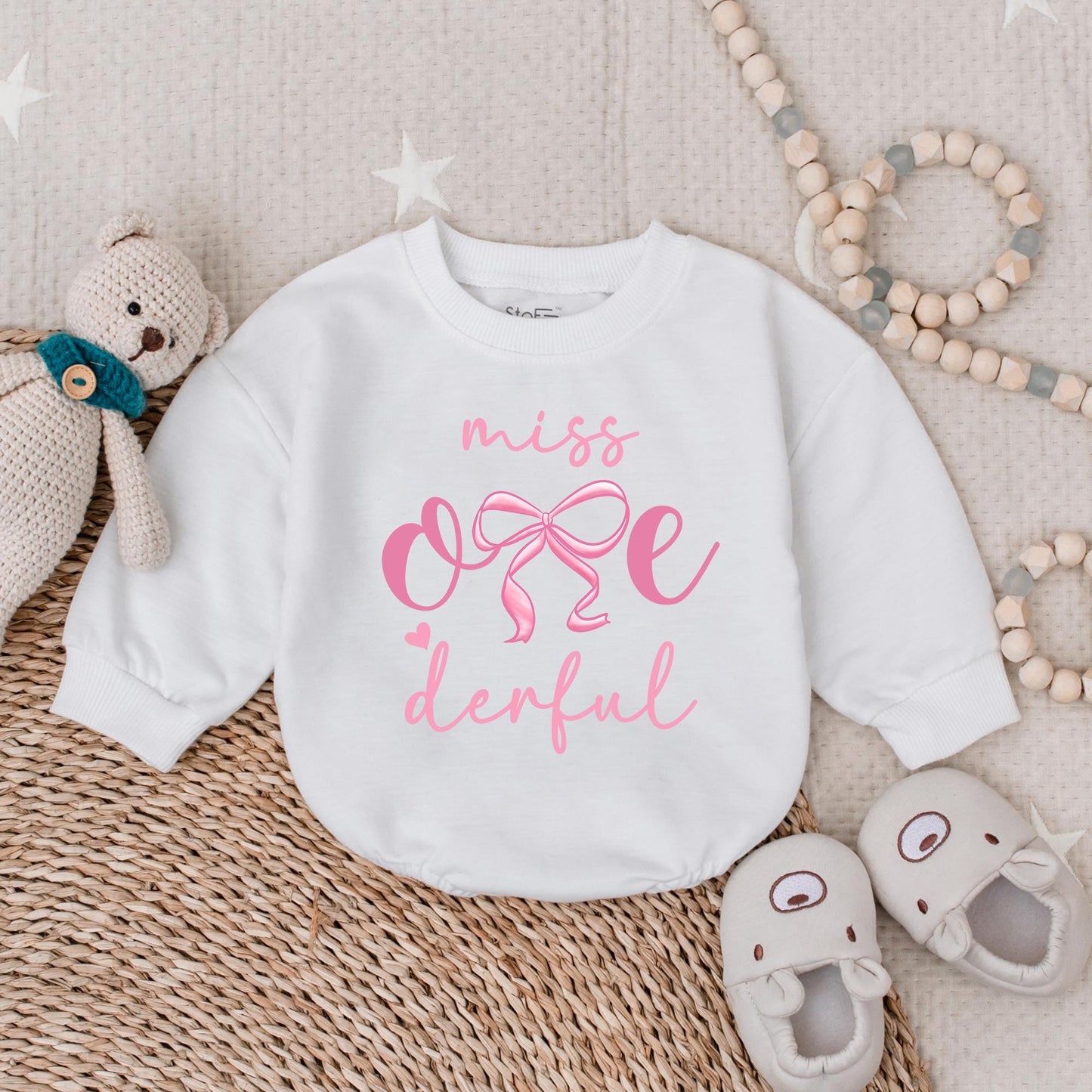 Miss One-derful Pink Bubble Romper First Birthday Girl Outfit with Bow Adorable Infant Cake Smash Celebration Baby Shower Gift