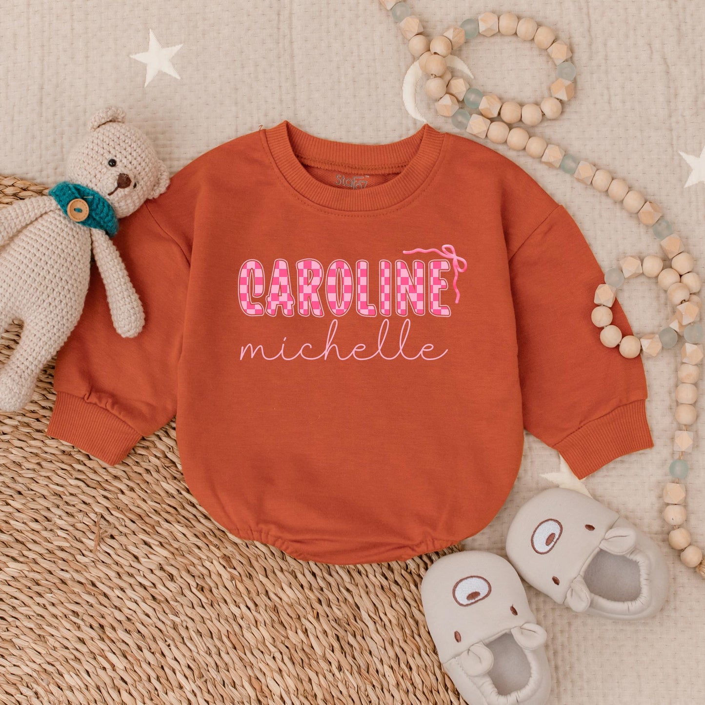Custom Name Baby Girl Romper Sweatshirt Sweetest Little Sister Personalized Newborn Outfit Cozy Baby Shower Gift