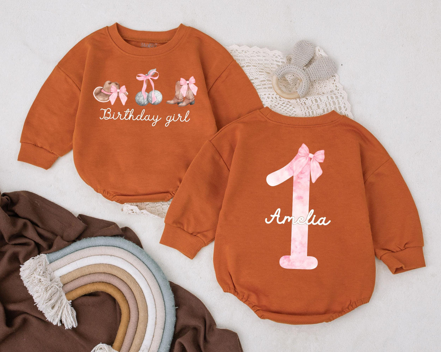 Custom Name Birthday Girl Romper My First Rodeo Outfit Retro Cowgirl Bodysuit Western Baby Clothes 1st Birthday Cowgirl Gift