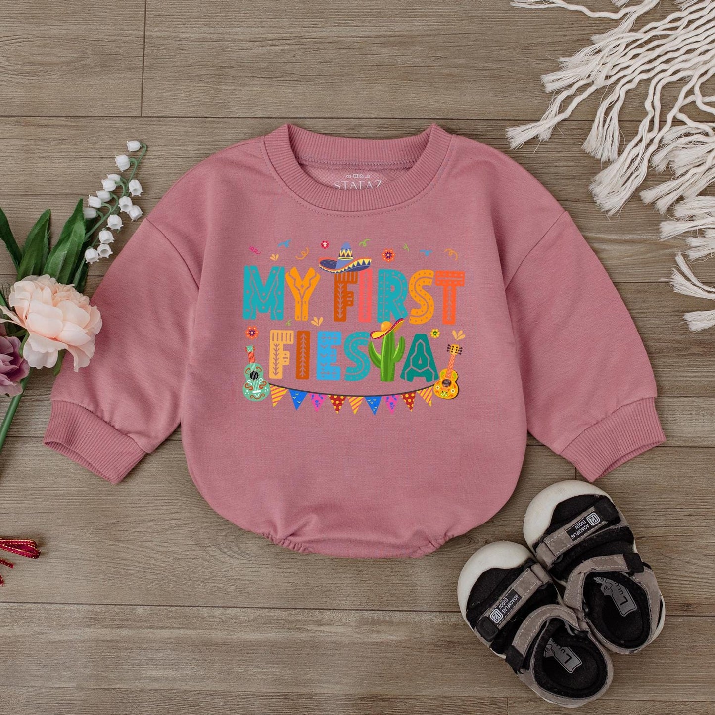 My First Fiesta Birthday Romper Baby Girl Outfit, Uno Cinco de Mayo Party Clothes, Custom Toddler Birthday Shirt, Mexican Fiesta Gift