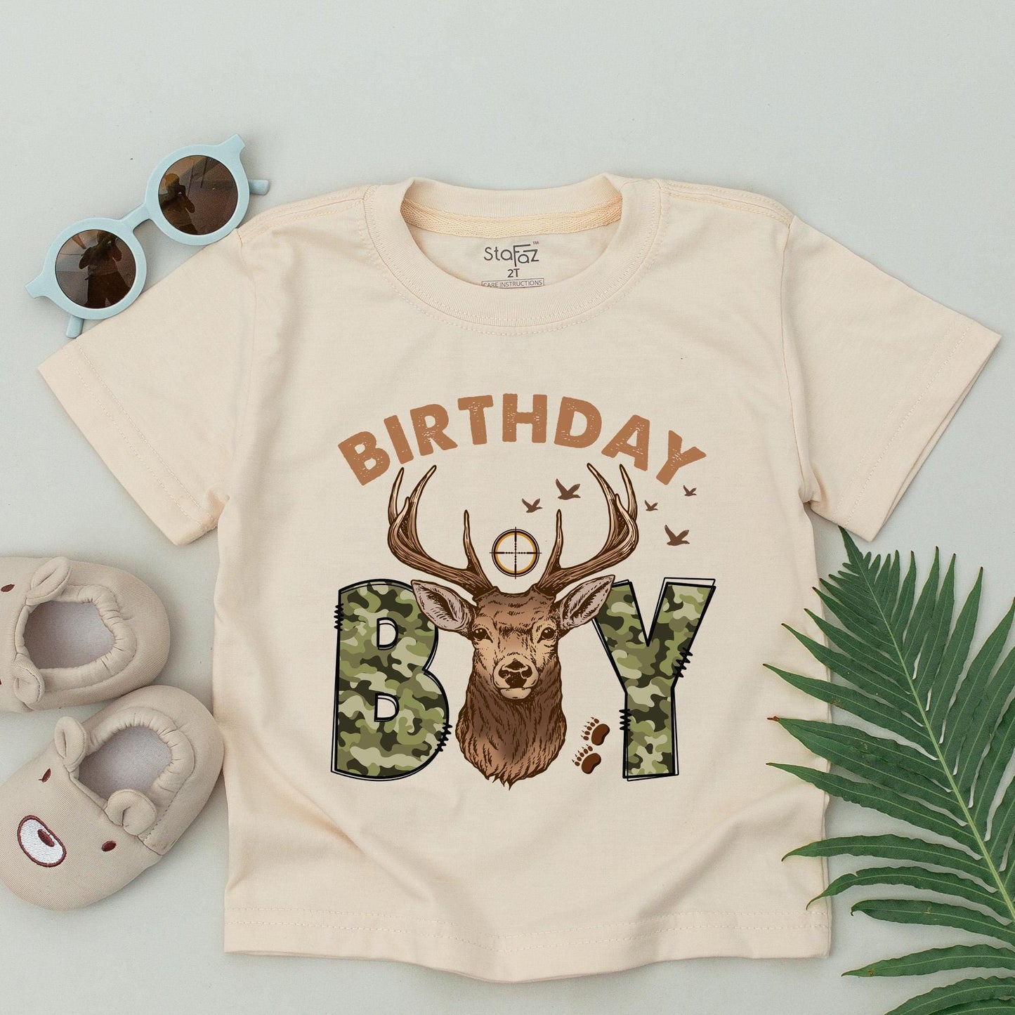 Personalized Deer Camo 1st Birthday Boy T-Shirt: Wild One Hunting Tee for Family Matching Outfits, Custom Name
