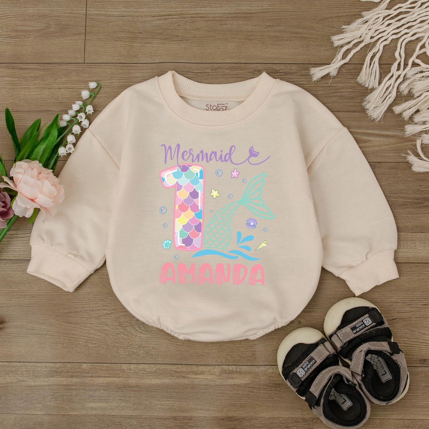 Custom Mermaid 1st Birthday Romper for Baby Girl | Personalized Mermaid Party Outfit | This Mermaid is One Bodysuit
