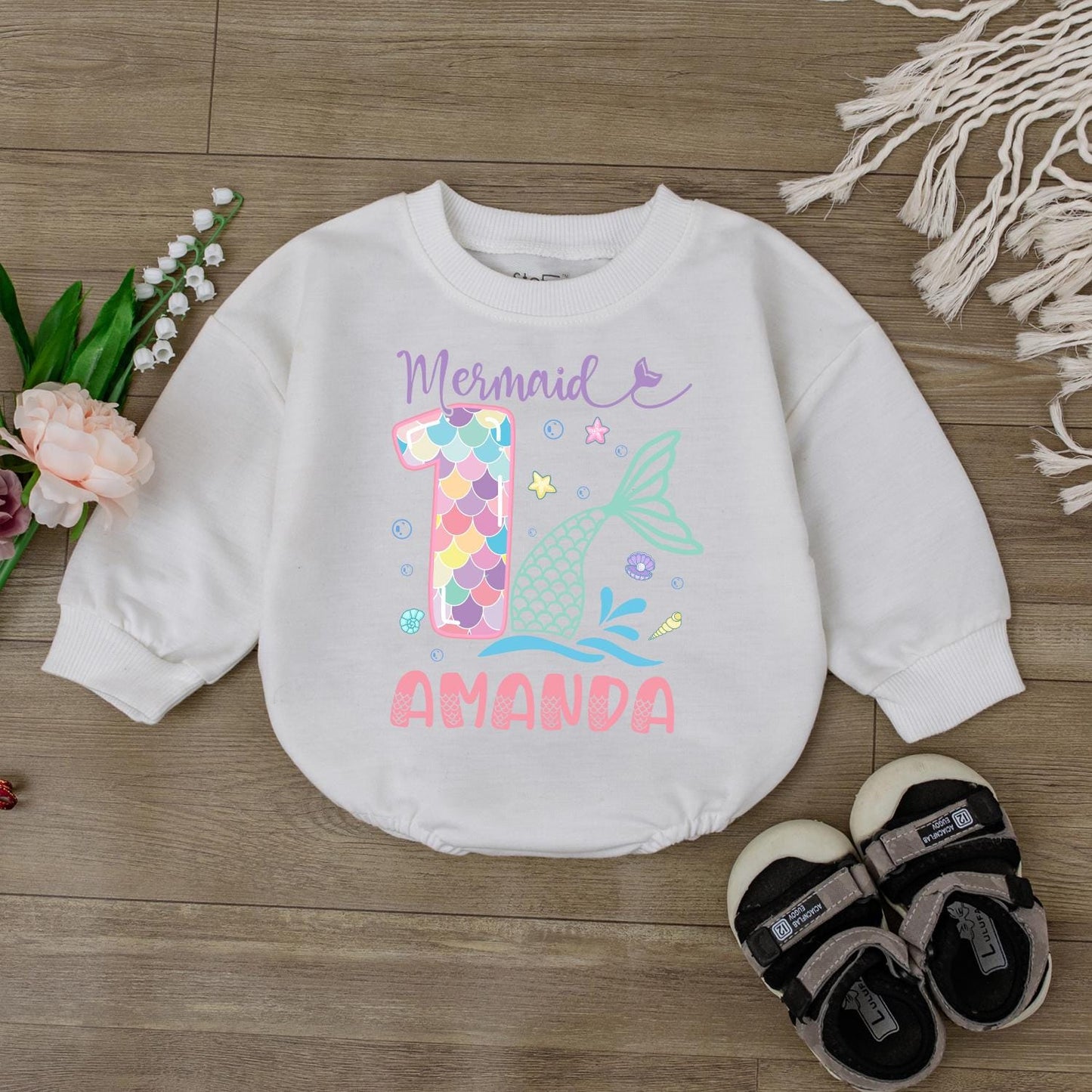 Custom Mermaid 1st Birthday Romper for Baby Girl | Personalized Mermaid Party Outfit | This Mermaid is One Bodysuit