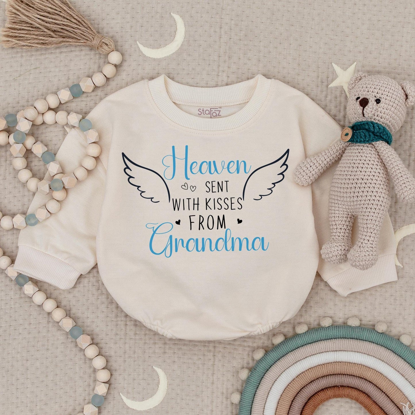 Heaven Sent Baby Bodysuit with Angel Wings, In Memory of Grandma, Custom Newborn Gift, Baby Announcement, Sentimental Baby Shower