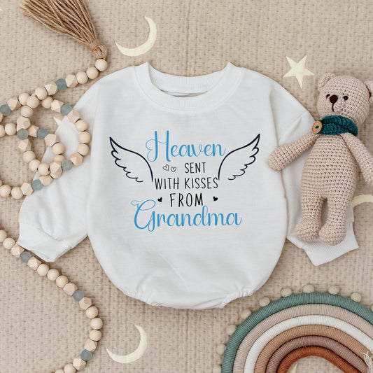 Heaven Sent Baby Bodysuit with Angel Wings, In Memory of Grandma, Custom Newborn Gift, Baby Announcement, Sentimental Baby Shower