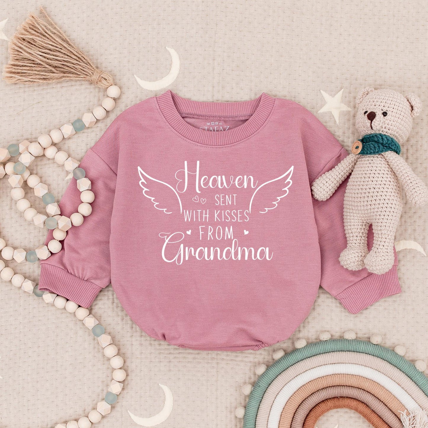 Heaven Sent Baby Bodysuit with Angel Wings, In Memory of Grandma, Custom Newborn Gift, Baby Announcement, Sentimental Baby Shower
