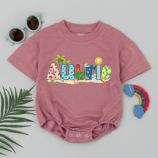 Personalized Summer Beach Baby Romper Custom Name Outfit Infant Clothes Beach Vibes Bodysuit Gift Baby Boy Girl Clothes First Beach Day Outfit 138 chars