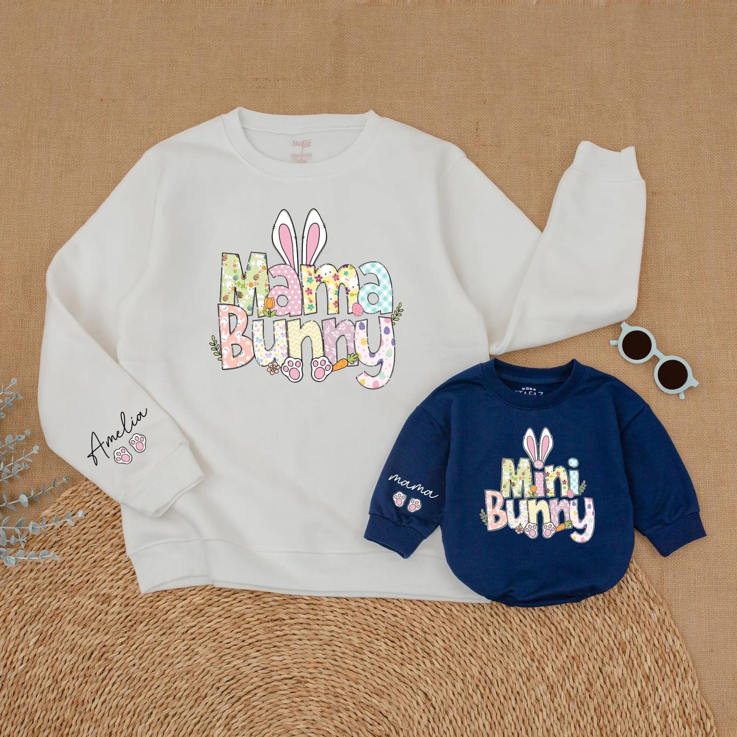 Personalized Easter Mama and Mini Bunny Sweatshirt Cute Mommy and Me Matching Easter Outfit Gift for Mom