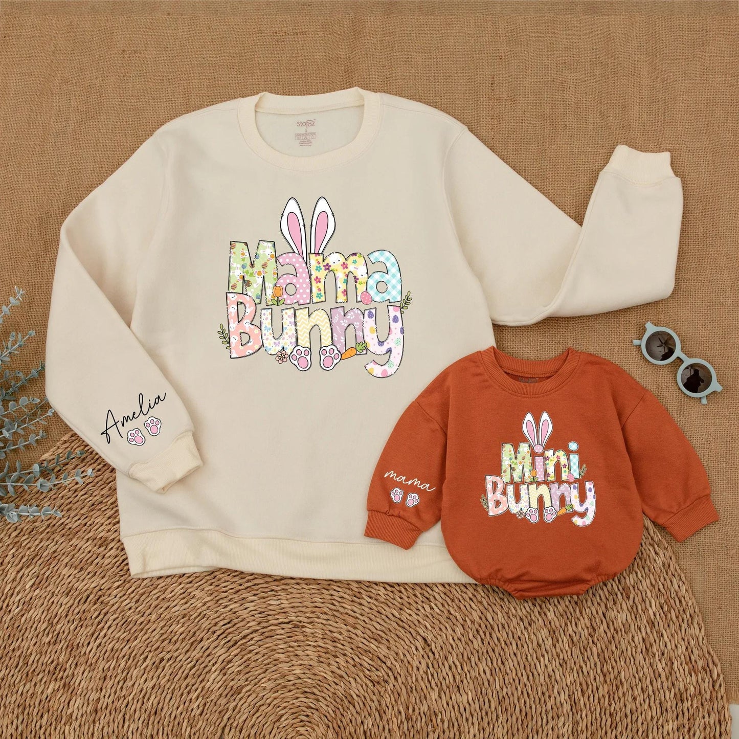 Personalized Easter Mama and Mini Bunny Sweatshirt Cute Mommy and Me Matching Easter Outfit Gift for Mom