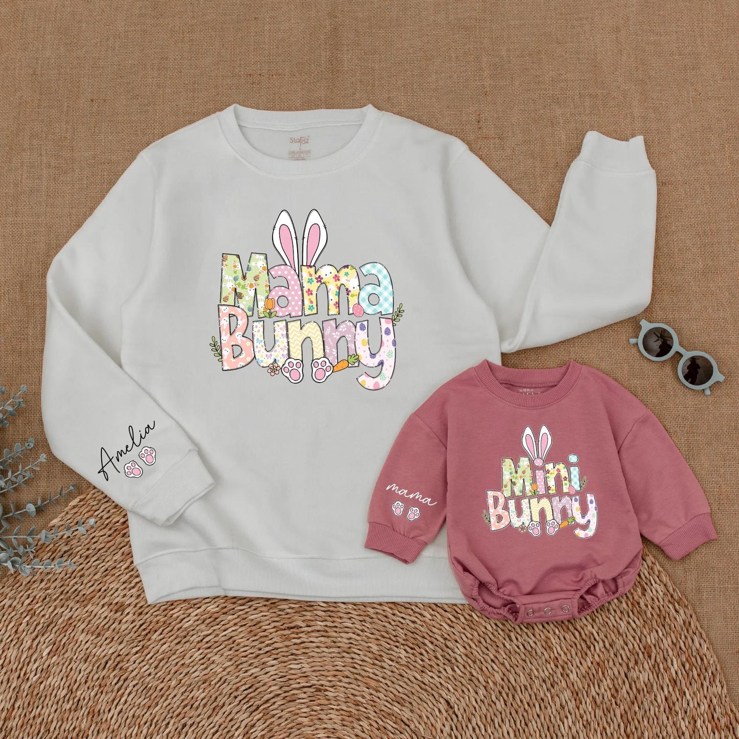 Personalized Easter Mama and Mini Bunny Sweatshirt Cute Mommy and Me Matching Easter Outfit Gift for Mom