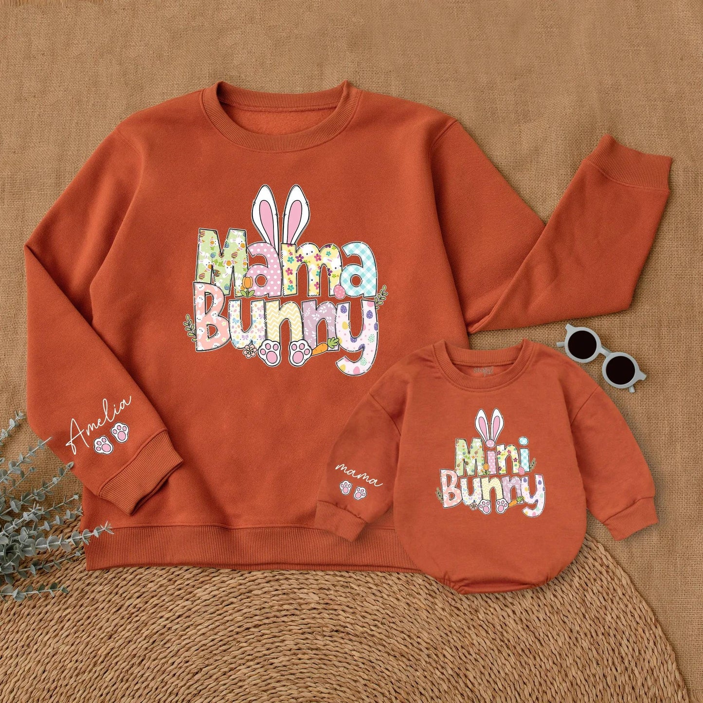 Personalized Easter Mama and Mini Bunny Sweatshirt Cute Mommy and Me Matching Easter Outfit Gift for Mom