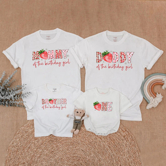 Sweet Strawberry First Birthday Matching Family Shirt for Girls Mommy and Me Berry First Birthday Outfit