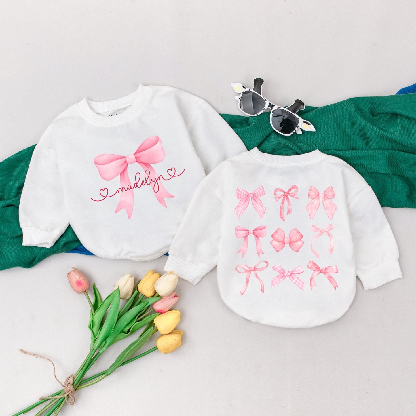 Pink Bow Birthday Girl Romper Personalized for 1st Birthday Celebration Custom Infant Outfit Baby Shower Gift