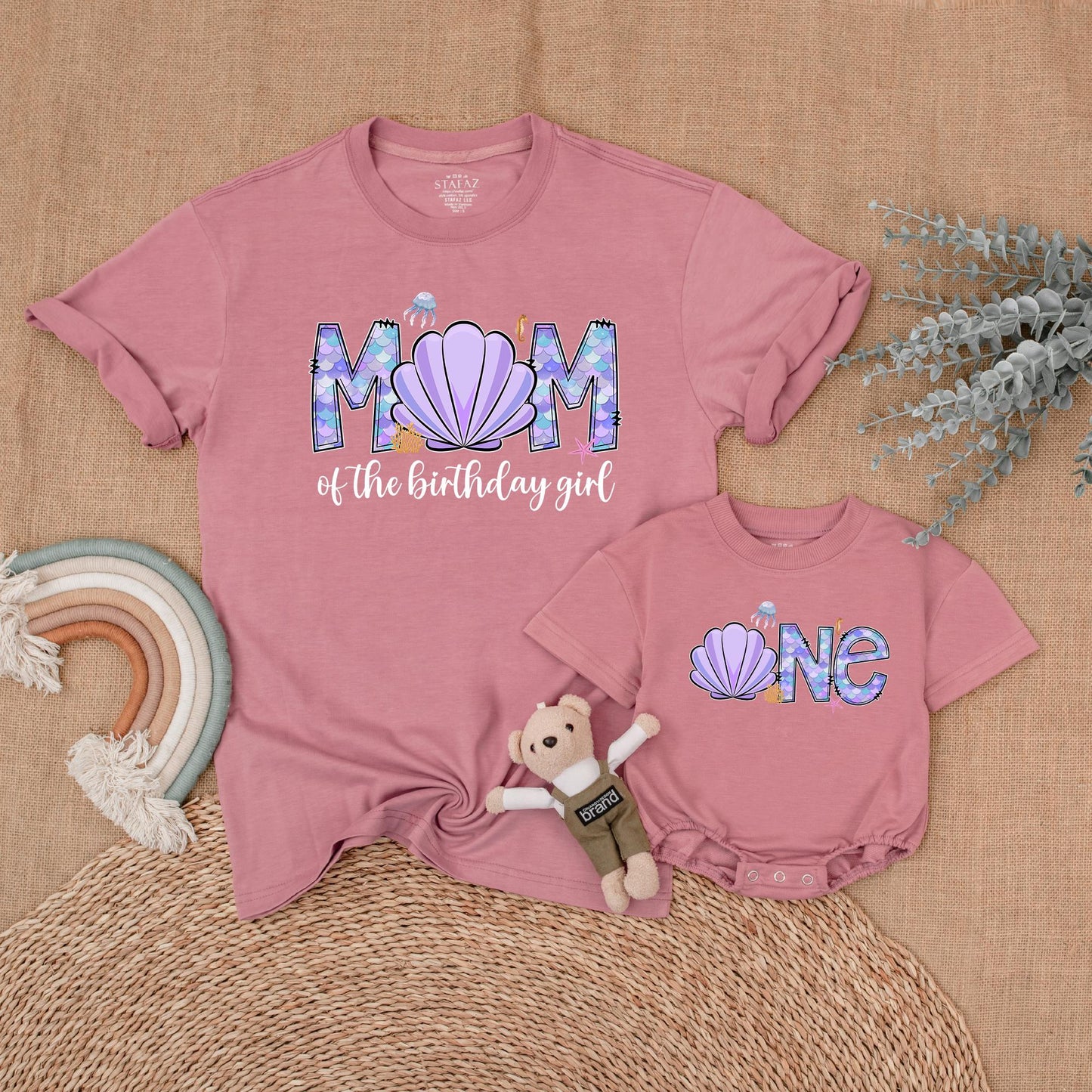 Mermaid First Birthday Matching Family Celebration Shirts for Girls Oneder Under the Sea Party Outfit Soft Cotton Keepsake Gift