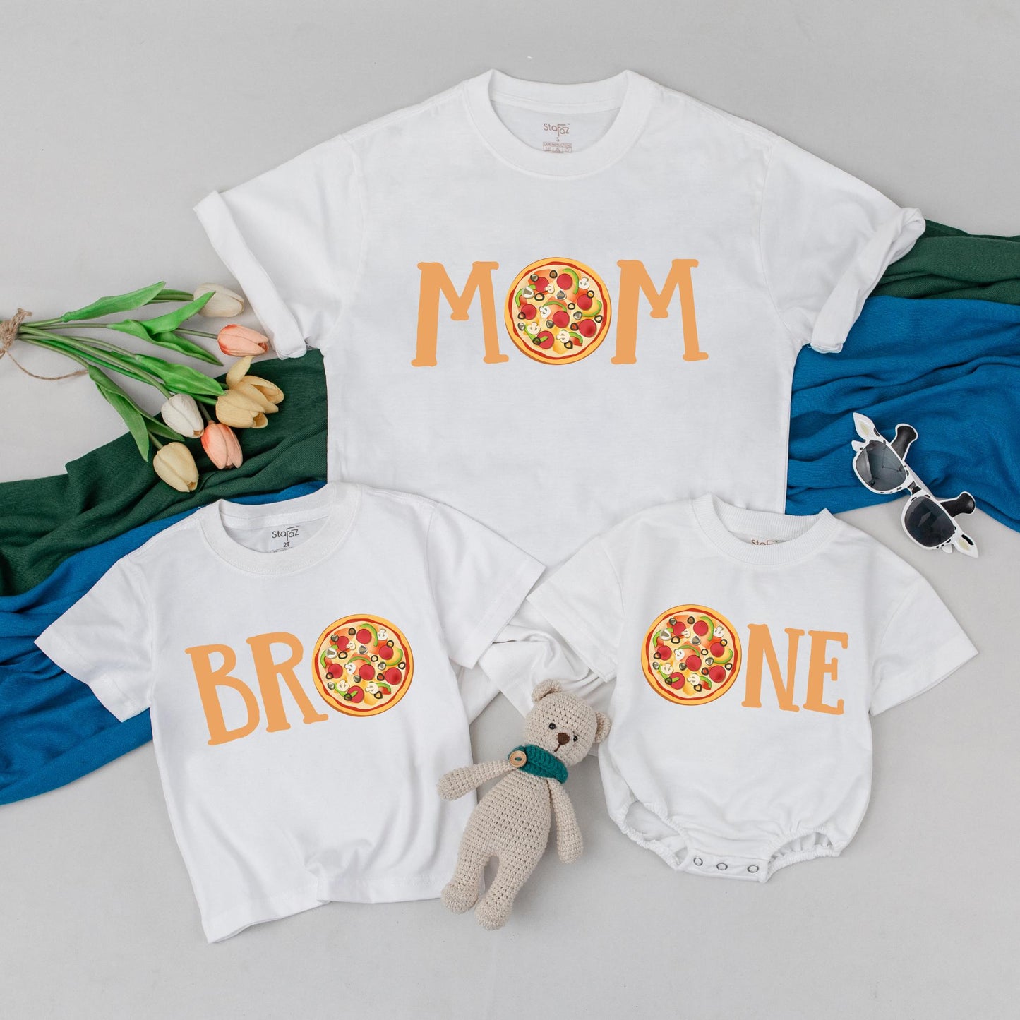 Matching Pizza Birthday Family T-Shirts - Pizza First Birthday Girl Tee, Mommy & Me Outfits, Baby Girl Romper, Slice Slice Baby