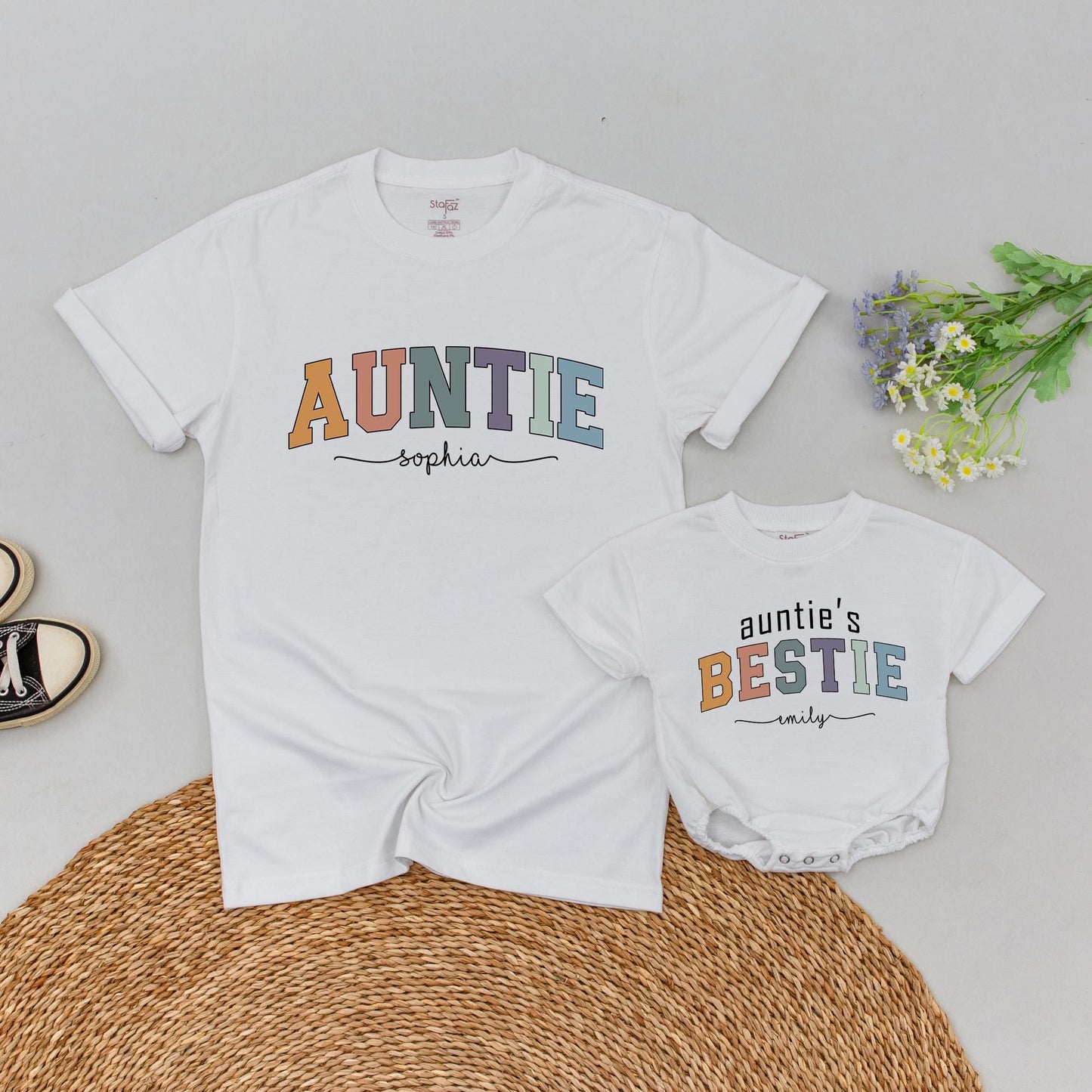 Custom Auntie & Auntie's Bestie Matching Shirt for Niece or Nephew Adorable Auntie Me Matching Family Outfit Gift