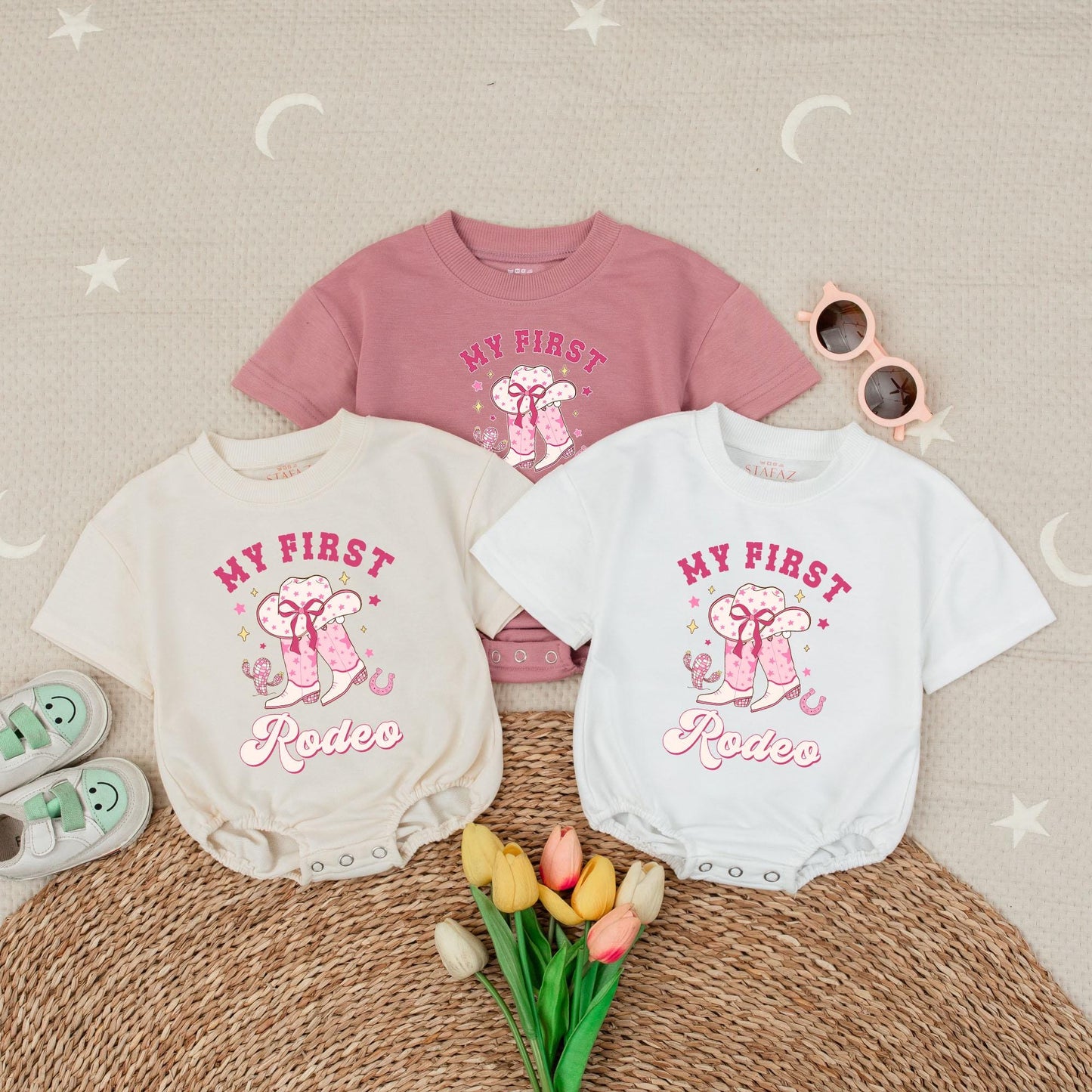 Girl's First Rodeo Birthday Romper | 1st Birthday Outfit | Highland Cowgirl Howdy Baby Girl Bodysuit (138 chars)