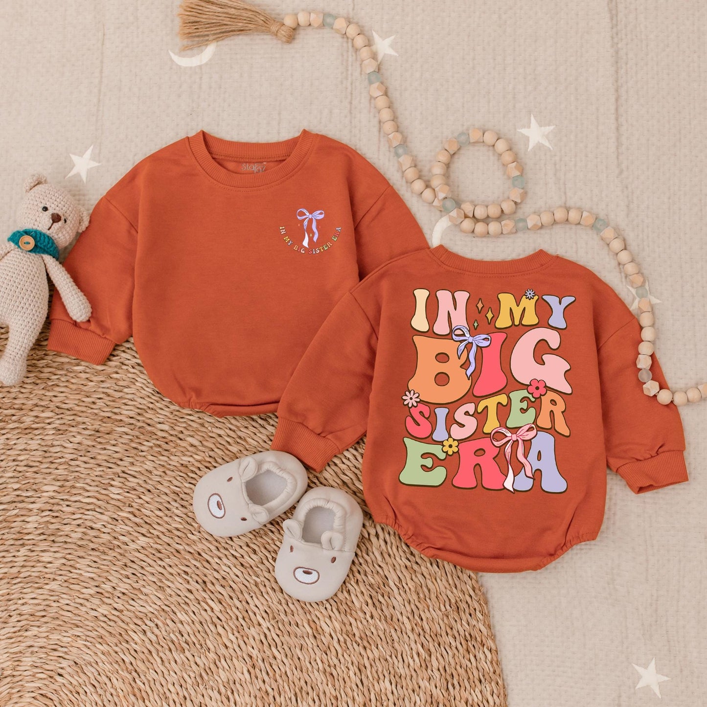 Big Sister Romper Floral Toddler Outfit Birth Announcement Gift Baby Girl Sweet Meadow Design Comfortable Cotton Baby Clothes