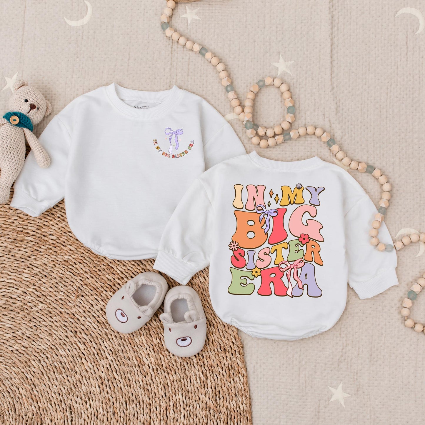 Big Sister Romper Floral Toddler Outfit Birth Announcement Gift Baby Girl Sweet Meadow Design Comfortable Cotton Baby Clothes