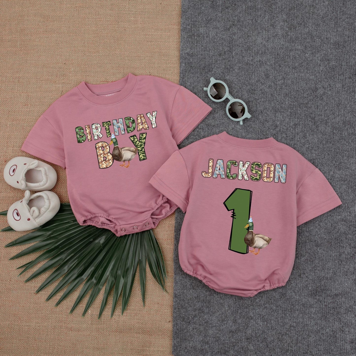 Personalized Lucky Duck Baby Romper Cute Mallard Duck Baby Clothes First Birthday Outfit What The Duck Baby Gift