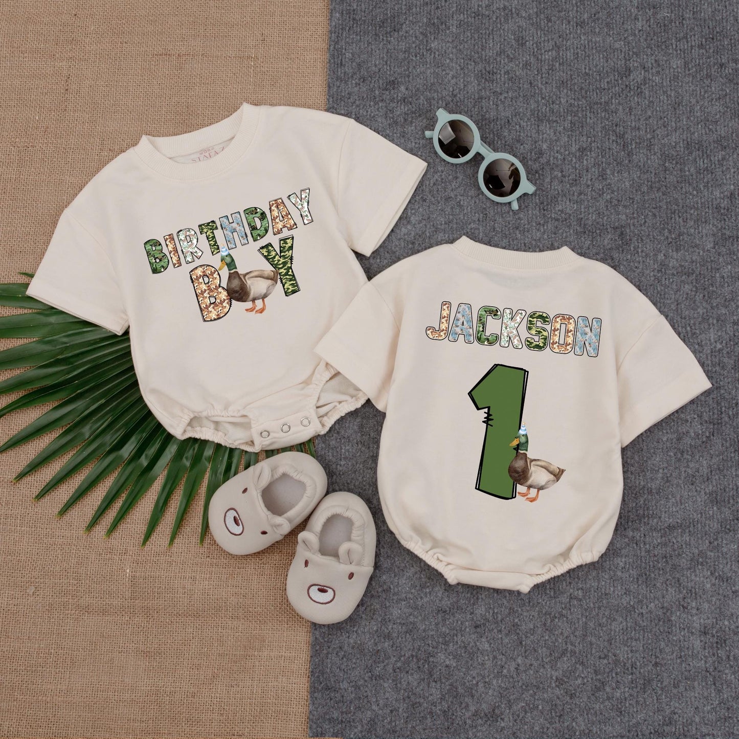 Personalized Lucky Duck Baby Romper Cute Mallard Duck Baby Clothes First Birthday Outfit What The Duck Baby Gift