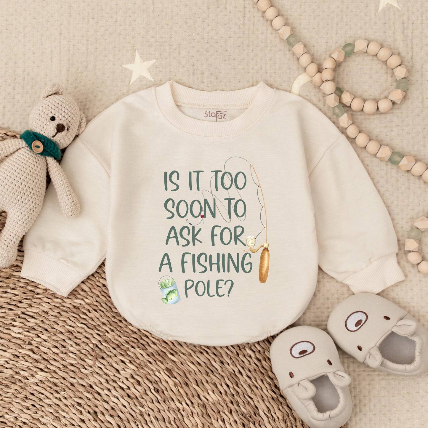Is It Too Soon To Ask For A Fishing Pole Bubble Romper, Fishing Buddy Bodysuit, Grandchild Reveal, Baby boy Clothes, Baby shower Gift