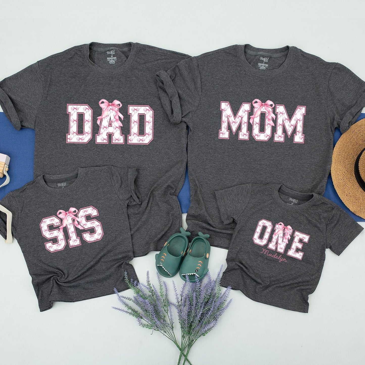 Adorable Pink Bow Matching Family Birthday Shirts for Mom Dad Sister First Birthday Outfit Cute Coquette Celebration