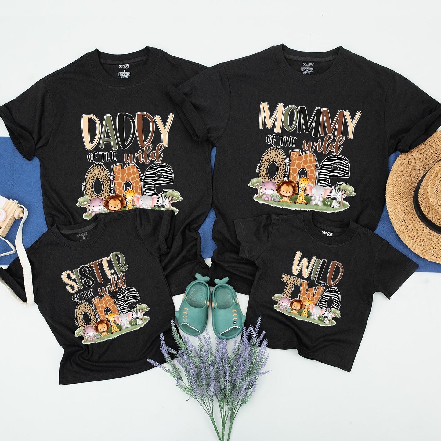 Personalized Wild One Family Matching Safari Birthday Shirts Cute Jungle Animal Prints 1st Birthday Celebration Outfit Daniel